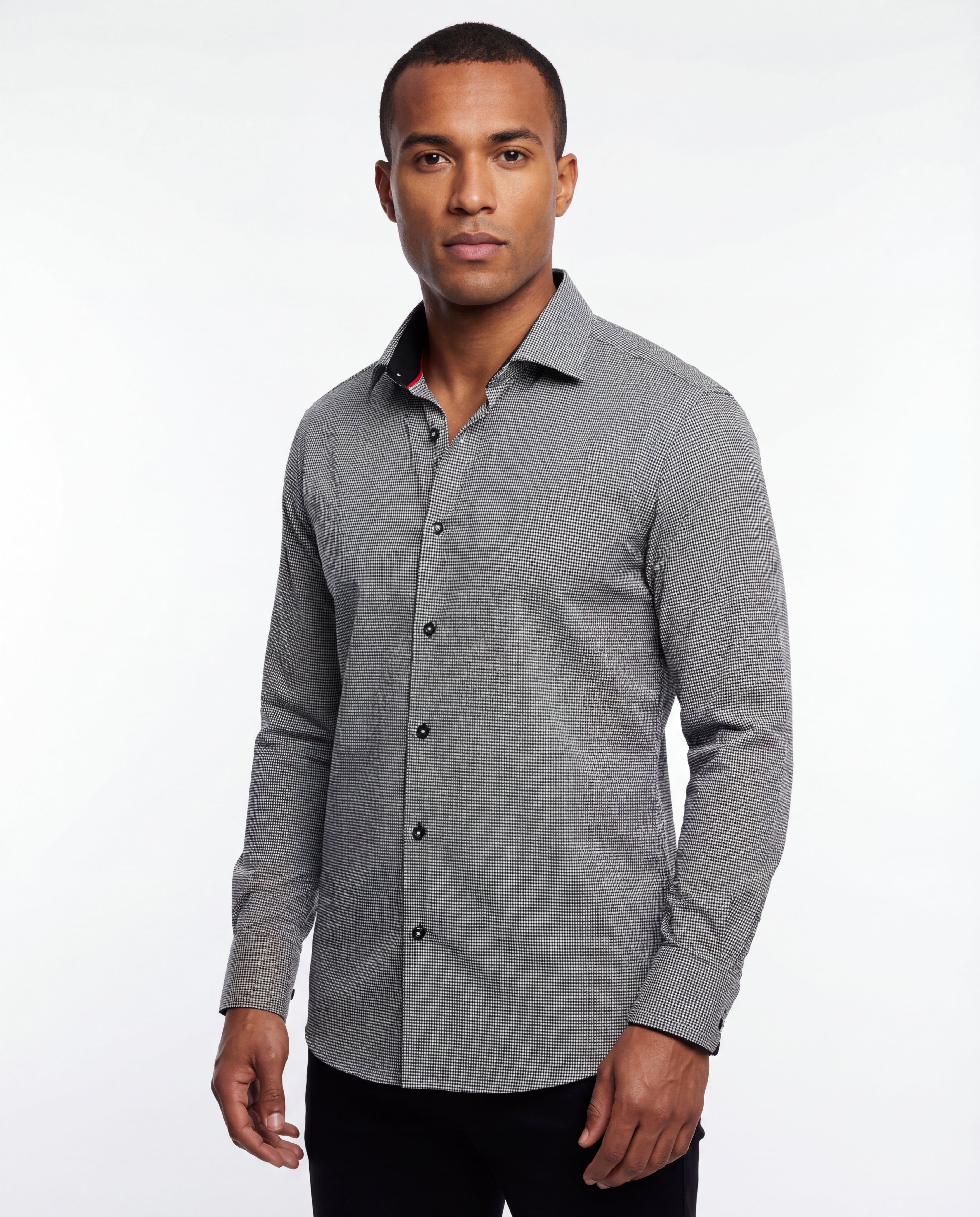 Long Sleeve Shirt with contract trimming // Dual cuffs// contemporary fit- Final Sale