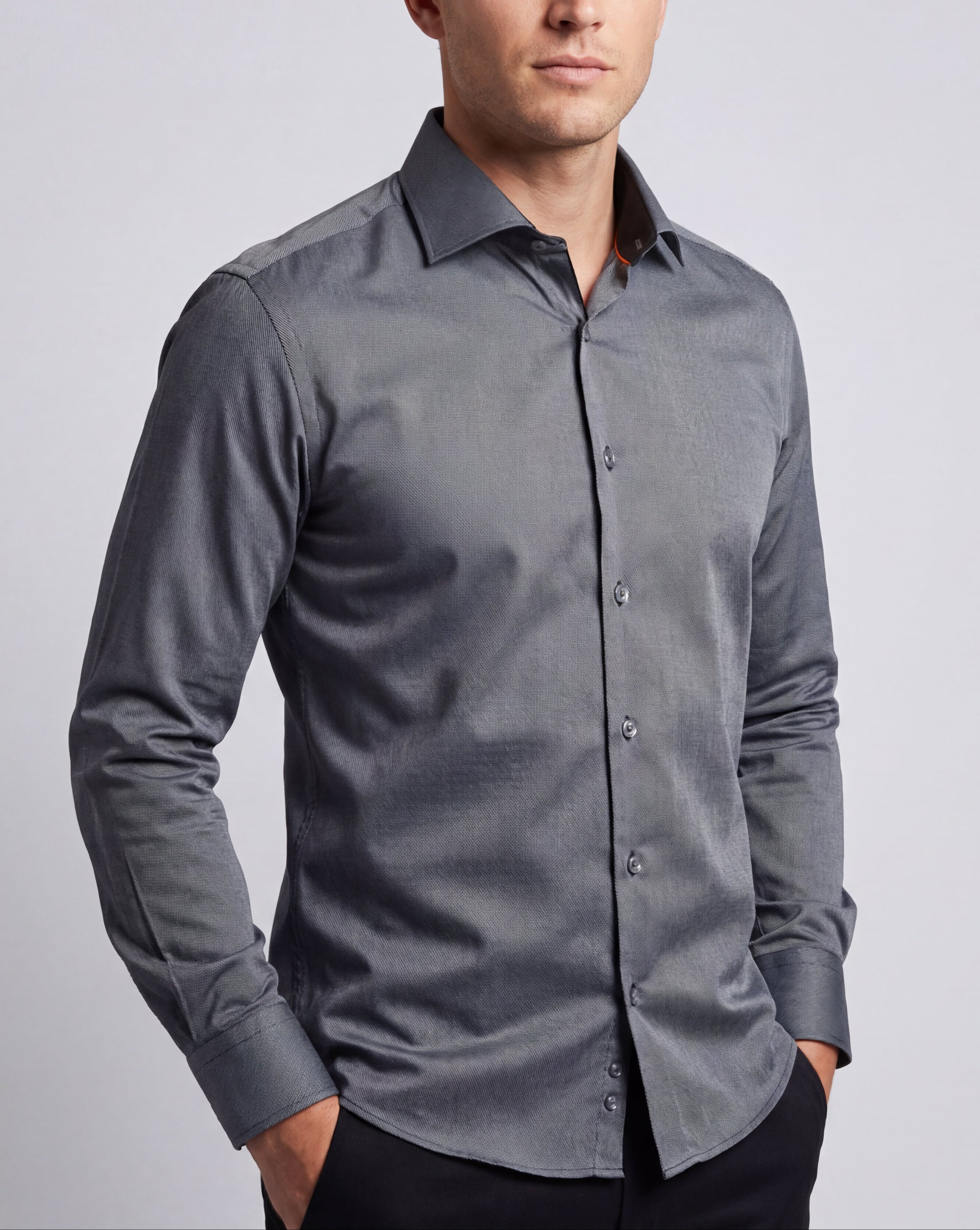 Long Sleeve Shirt with contract trimming // Dual cuffs// contemporary fit- Final Sale